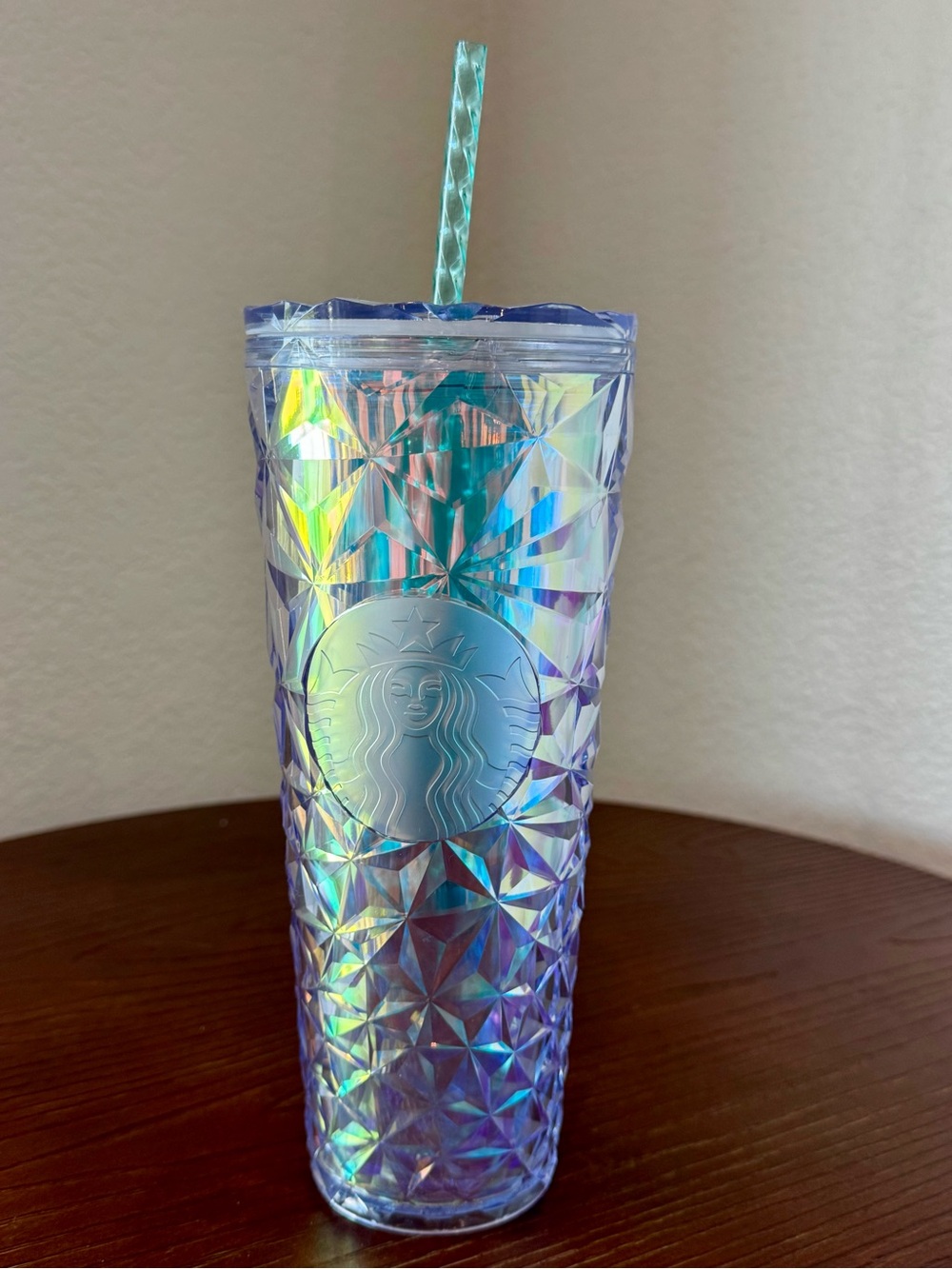 Starbucks 2023 Holiday Diamond Iridescent Holographic Prism Tumbler & Straw 24oz
